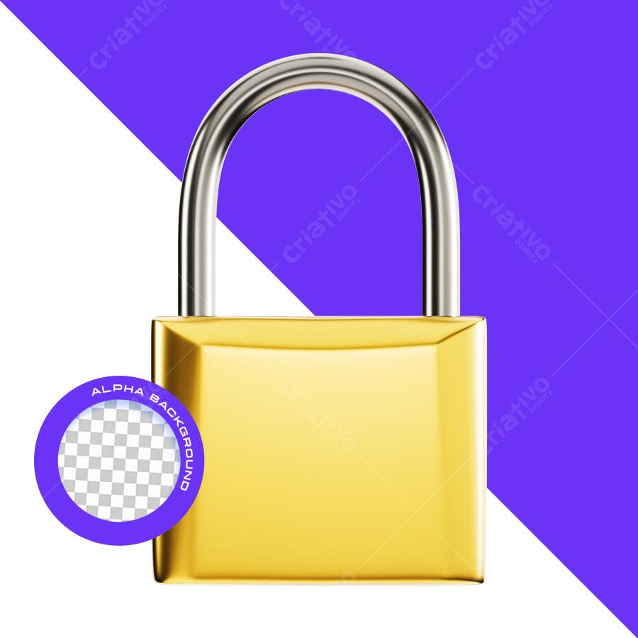 Mockup Cadeado Dourado PSD Editável