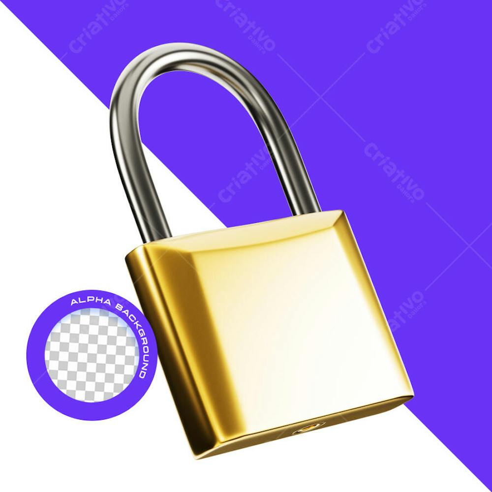 Cadeado 3D IA PNG