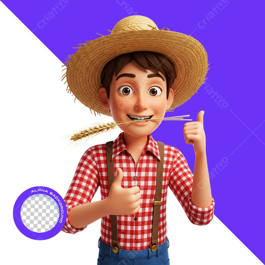 PSD Personagem Cartoon Agricultor Dia do Agricultor PSD Editável