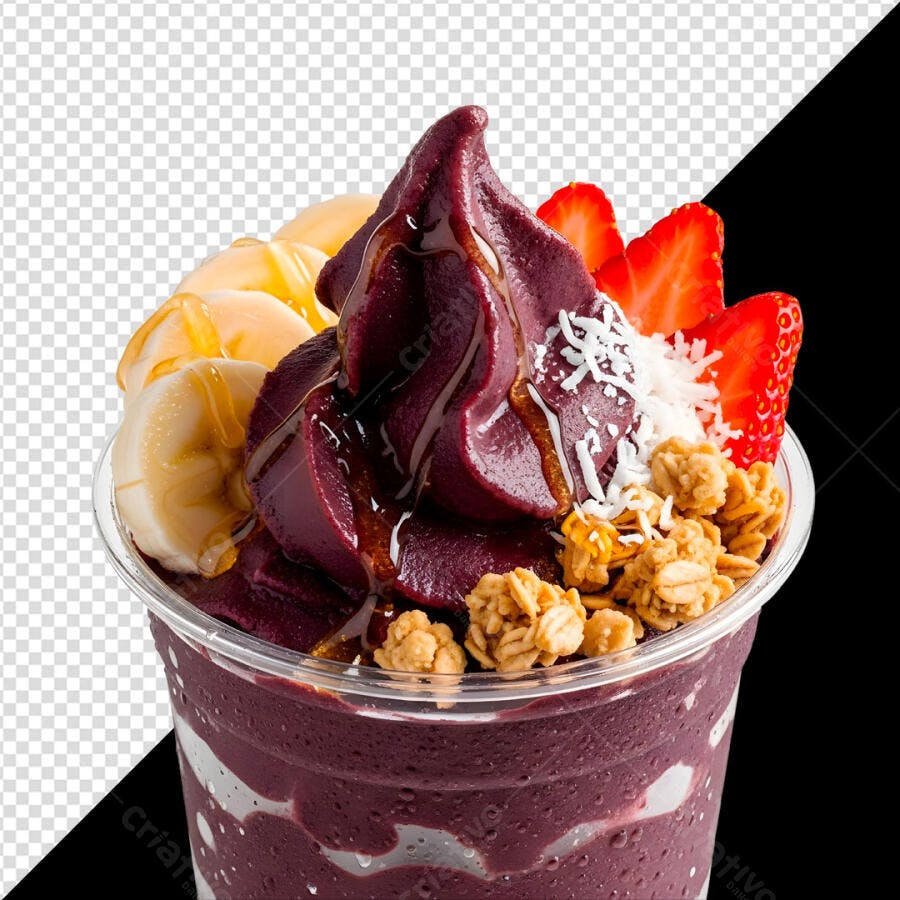 Banner Açaí com frutas PNG com fundo transparente
