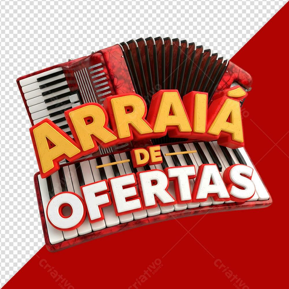 Selo 3D Arraiá de Ofetas Sanfona Elemento 