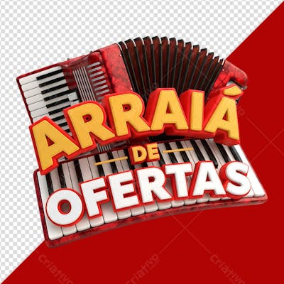 Selo 3D Arraiá de Ofetas Sanfona Elemento 