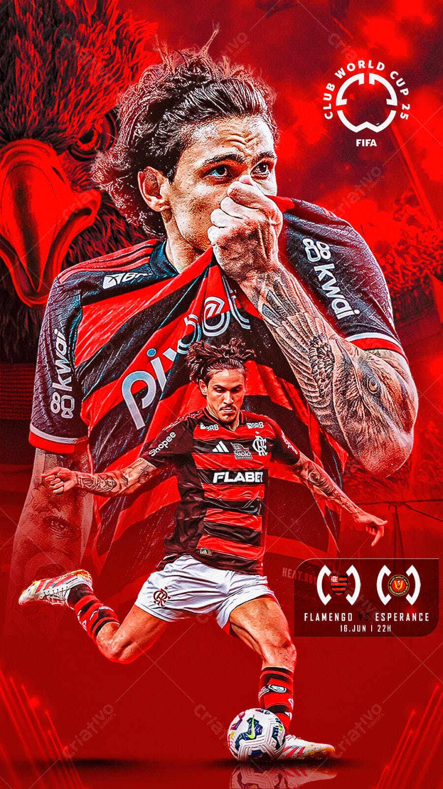 Flyer Flamengo x Esperance Copa do Mundo 16 de Junho PSD Editável