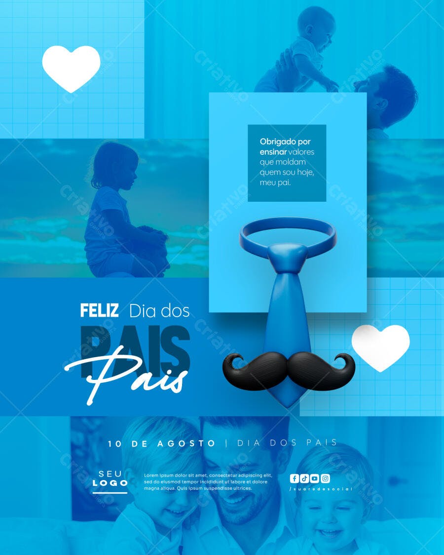 Flyer Dia dos Pais 10 de Agosto PSD Editável