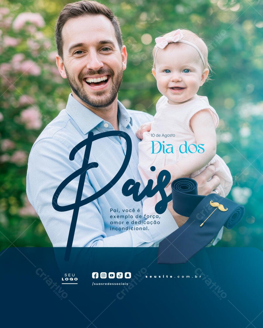 Flyer Dia dos Pais 10 de Agosto PSD Editável