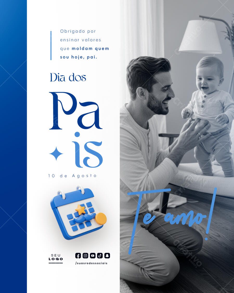 Flyer Dia dos Pais 10 de Agosto PSD Editável