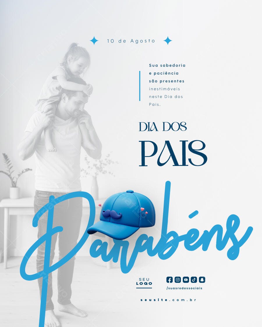 Flyer Dia dos Pais 10 de Agosto PSD Editável