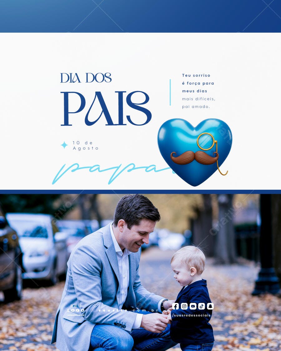 Flyer Dia dos Pais 10 de Agosto PSD Editável