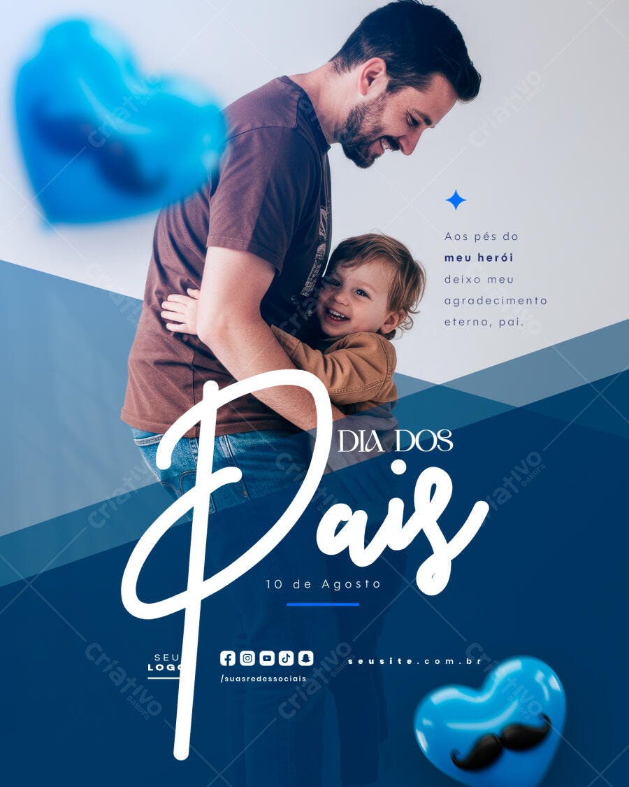 Flyer Dia dos Pais 10 de Agosto PSD Editável