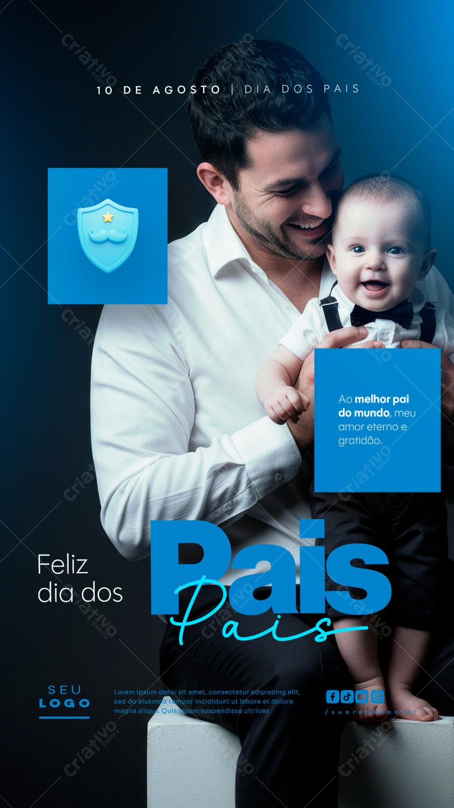Flyer Dia dos Pais 10 de Agosto PSD Editável