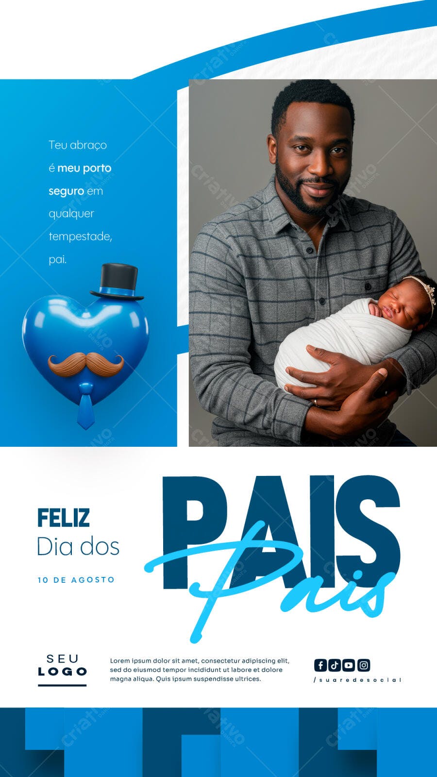 Flyer Dia dos Pais 10 de Agosto PSD Editável