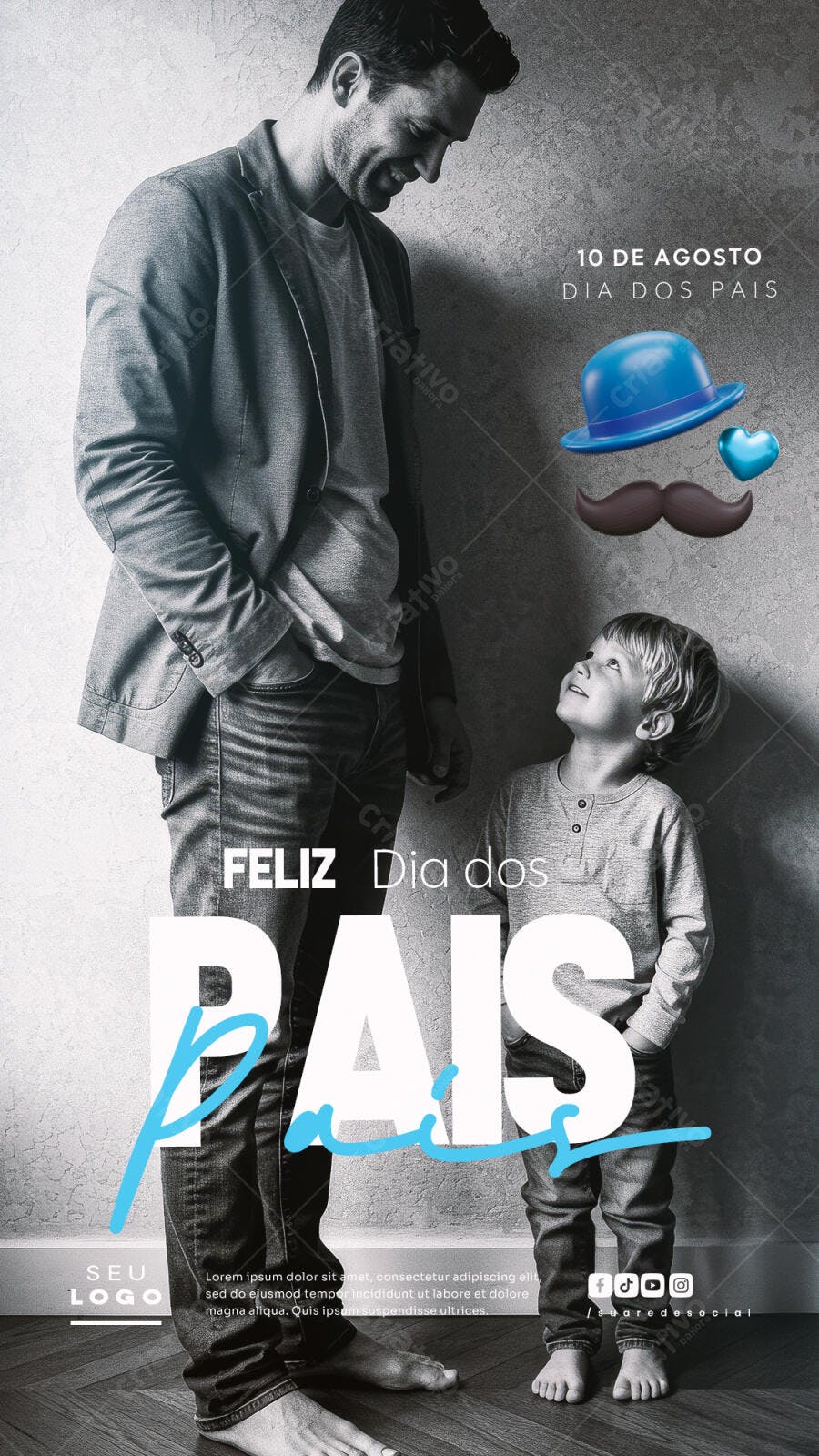 Flyer Dia dos Pais 10 de Agosto PSD Editável