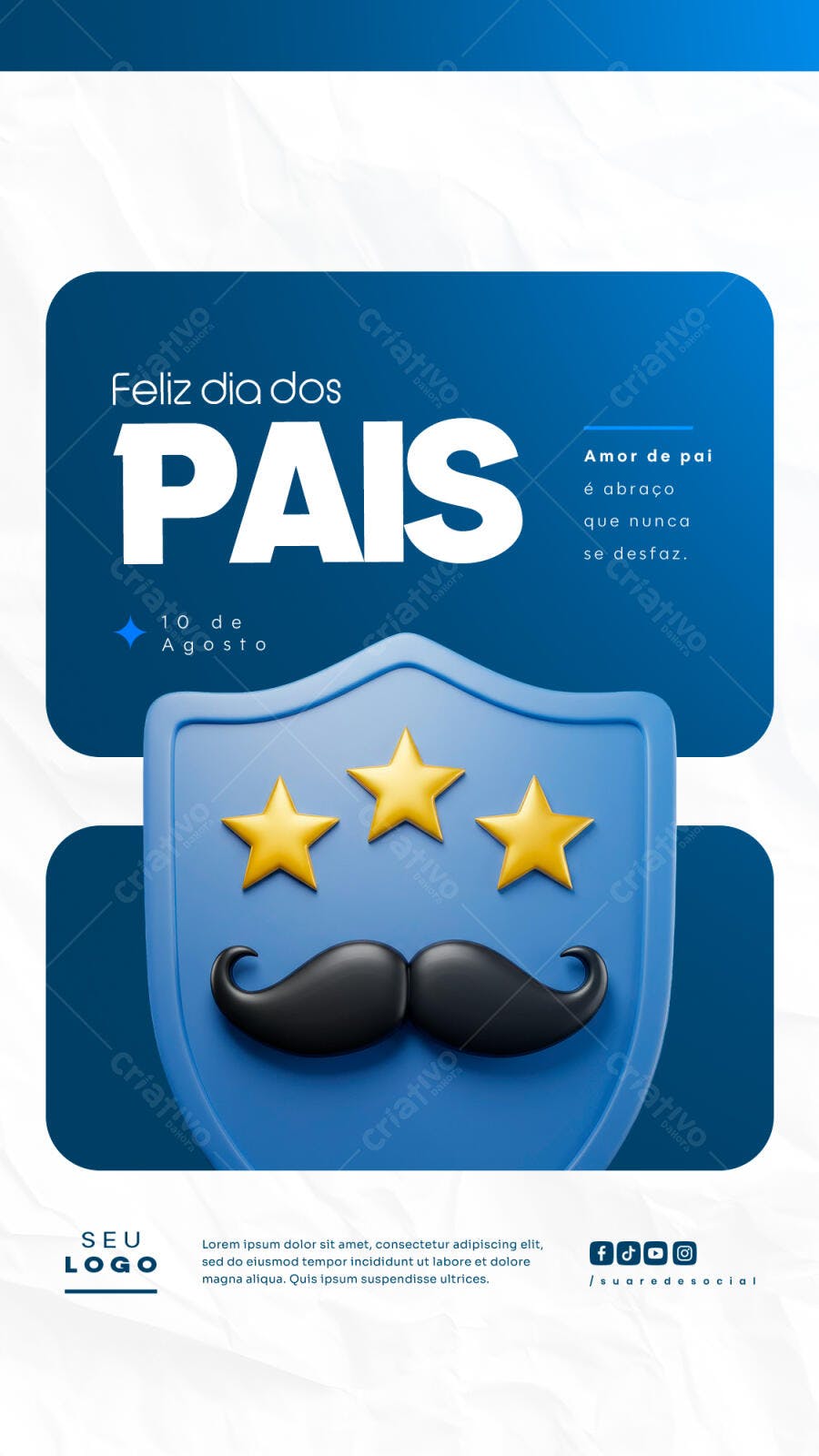 Flyer para Dia dos Pais 10 de Agosto PSD Editável