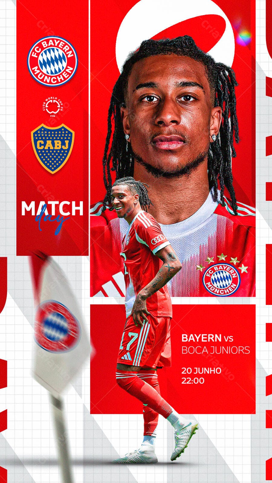 Flyer Bayern x Boca Juniors 20 Junho PSD Editável