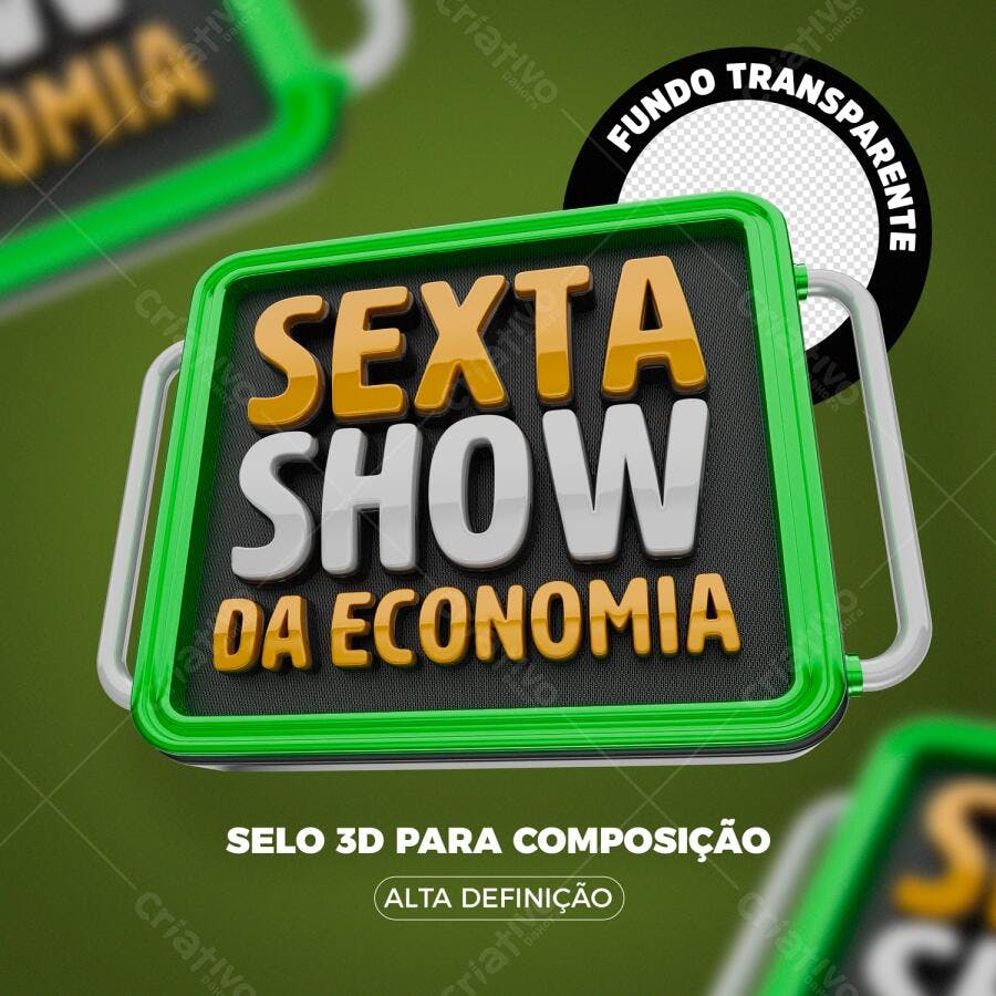 Selo 3D composição verde e dourado