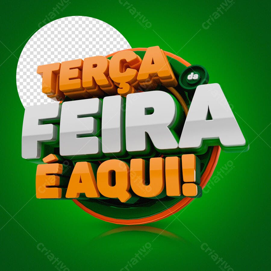 Selo 3D promocional terça feira laranja e branco