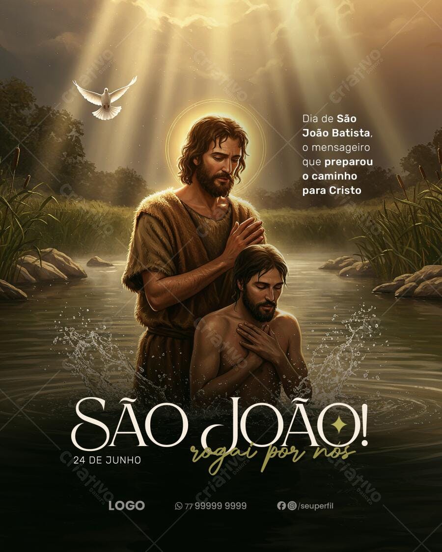 Flyer Dia de São João Batista PSD Editável