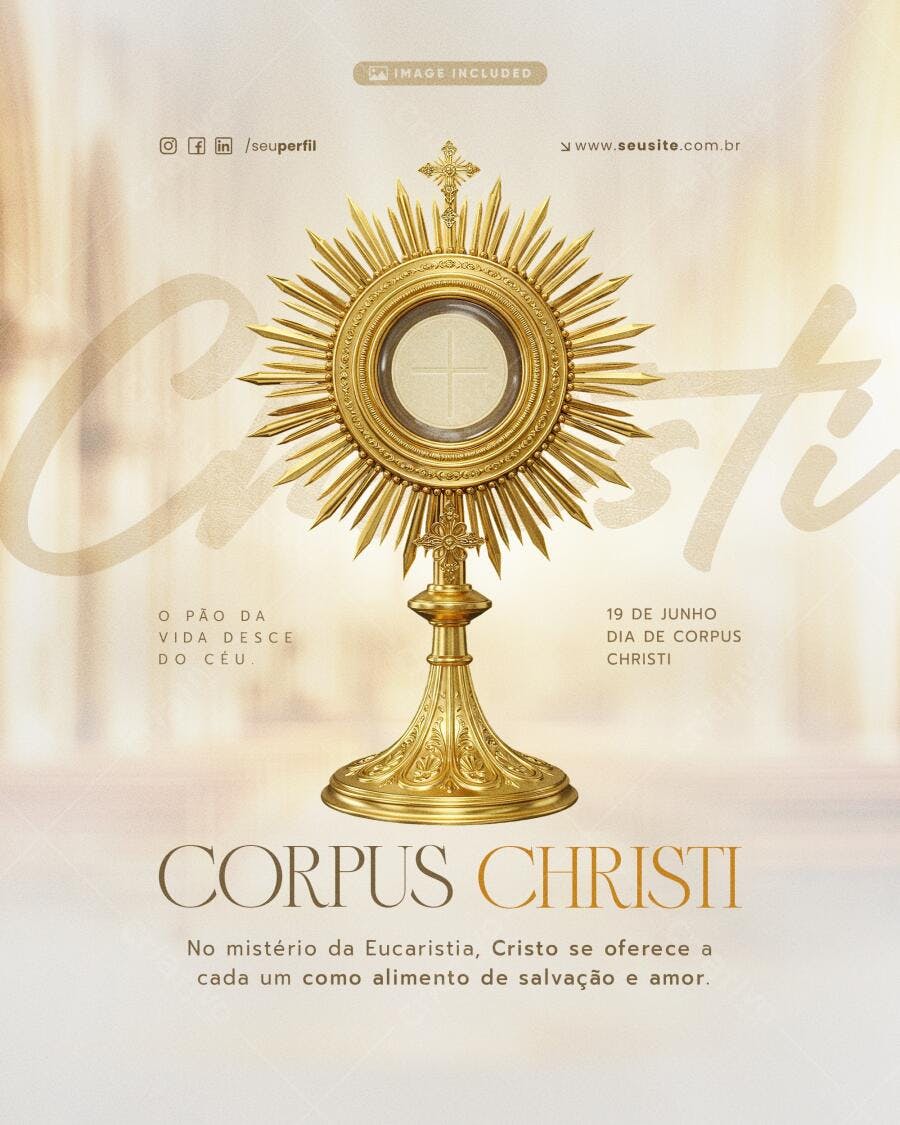 Flyer Dia de Corpus Christi 19 de Junho PSD Editável