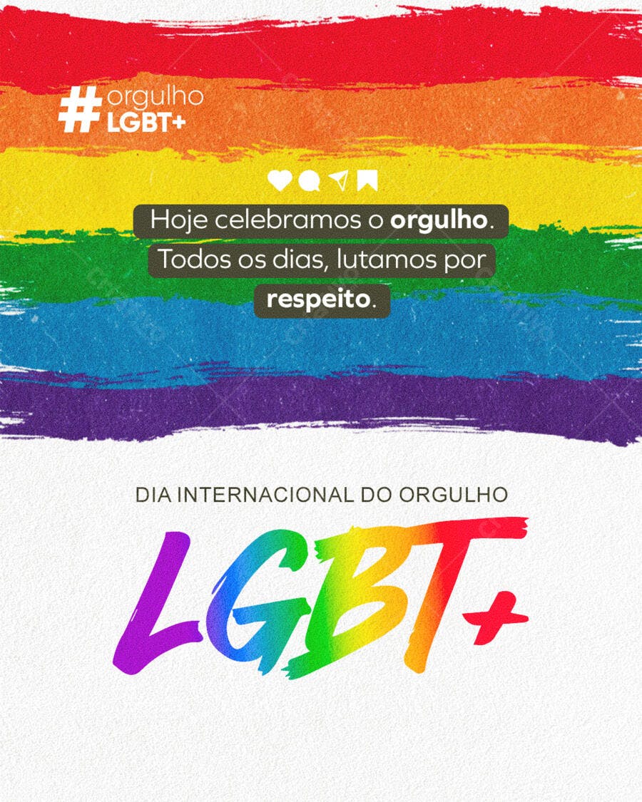 Post para o Dia Internacional do Orgulho LGBT+ PSD Editável