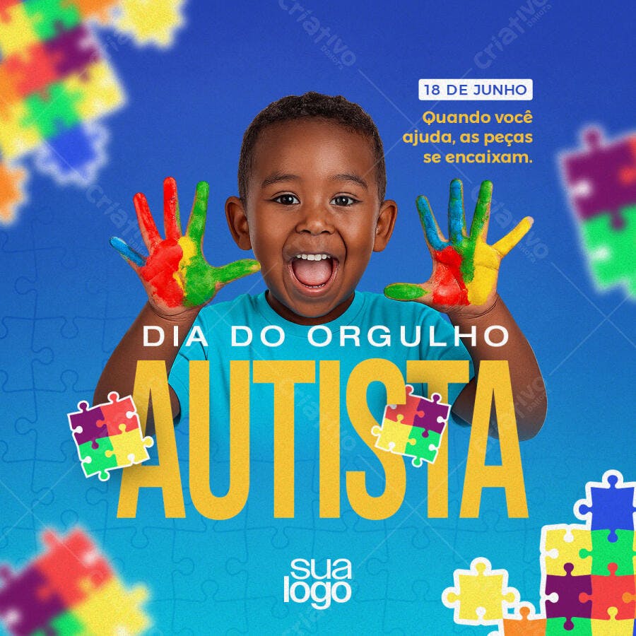Flyer Dia do Orgulho Autista 18 de Junho PSD Editável