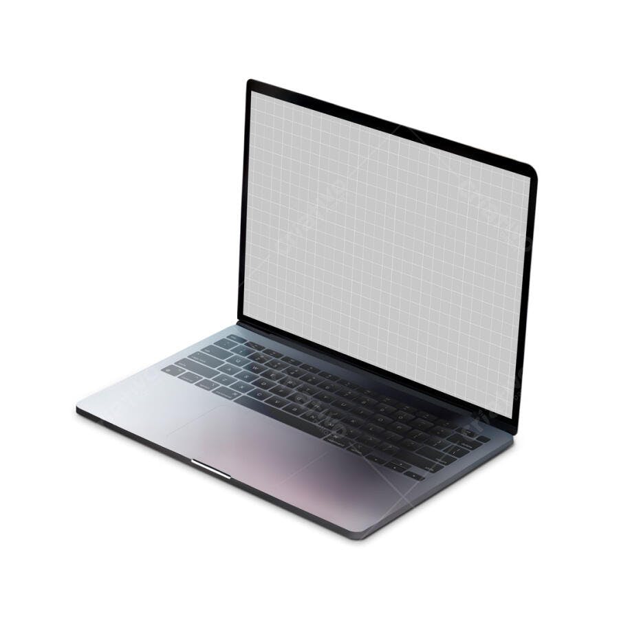 Mockup Notebook Moderno Cinza e Preto - Vista Isométrica