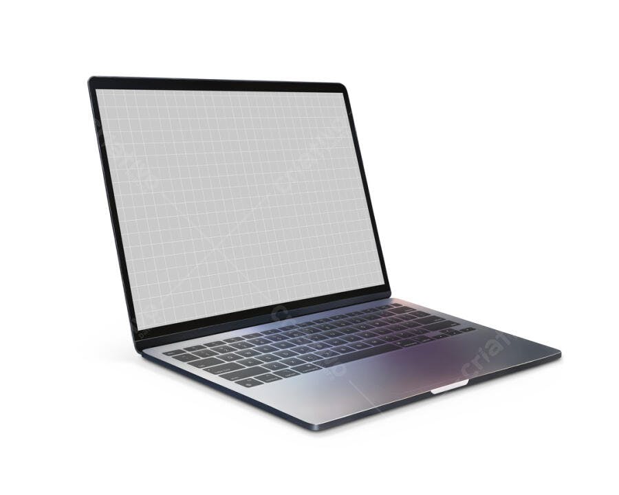 Mockup Notebook Moderno com Tela em Grade Cinza