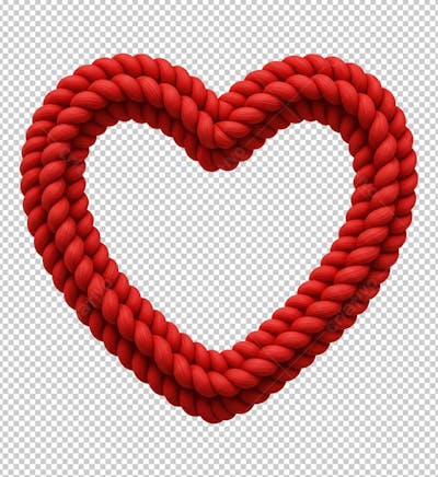 Coração Vermelho de Corda Trançado em 3D