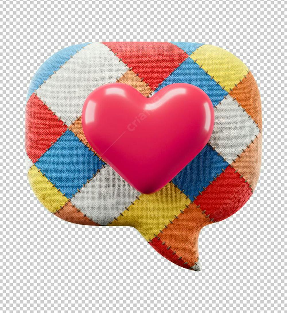 Ícone Balão de Coração Xadrez PNG