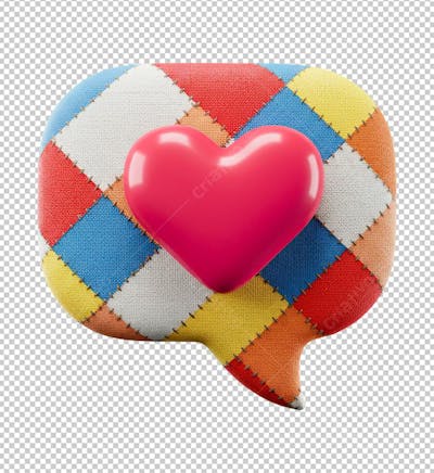 Ícone Balão de Coração Xadrez PNG