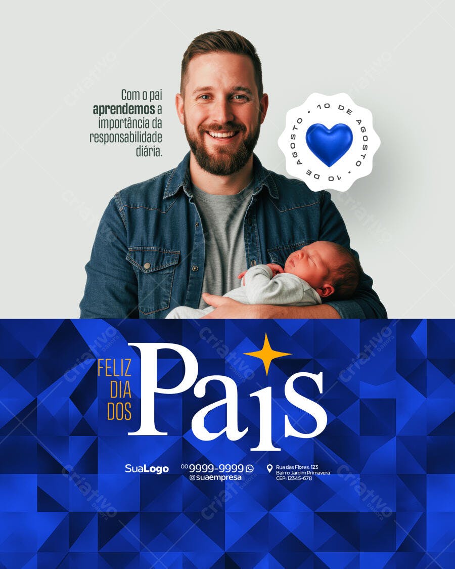 Flyer Dia dos Pais 10 de Agosto PSD Editável