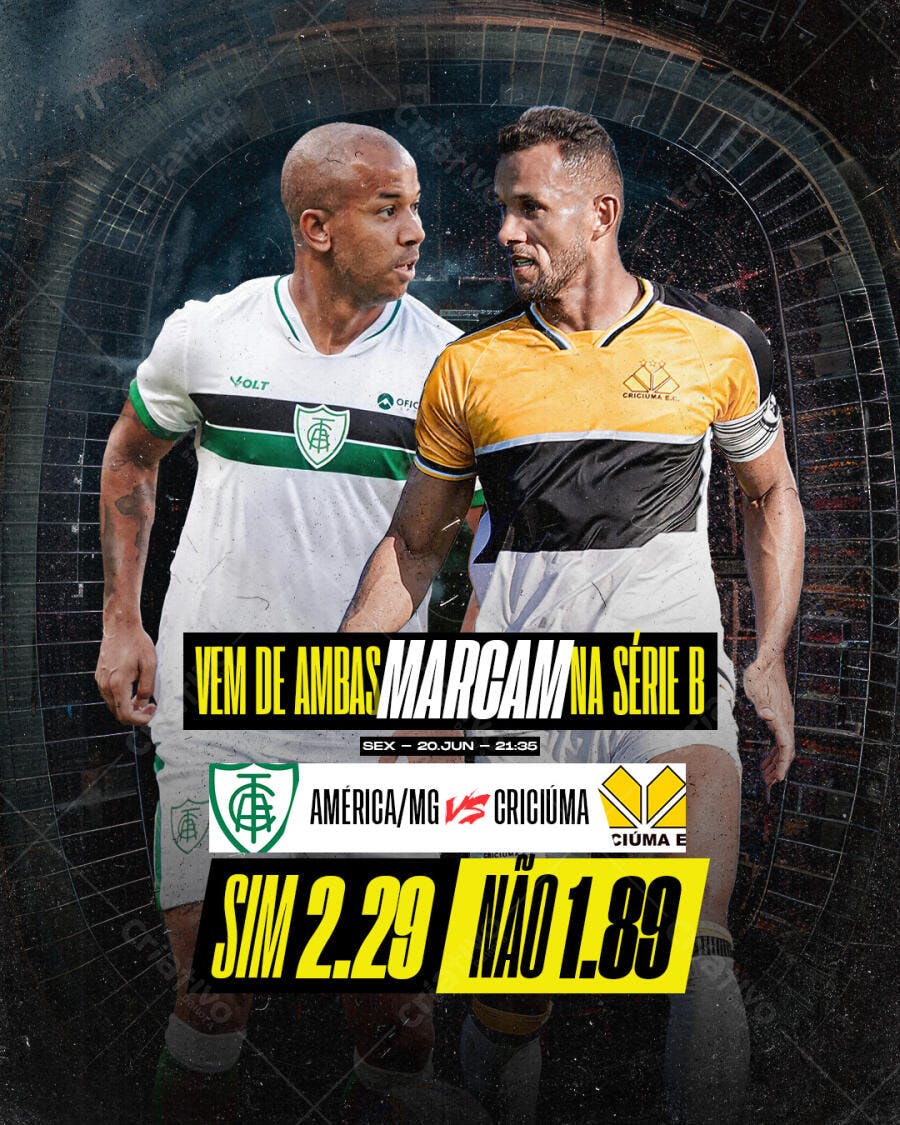 Flyer Jogo América x Criciúma PSD Editável