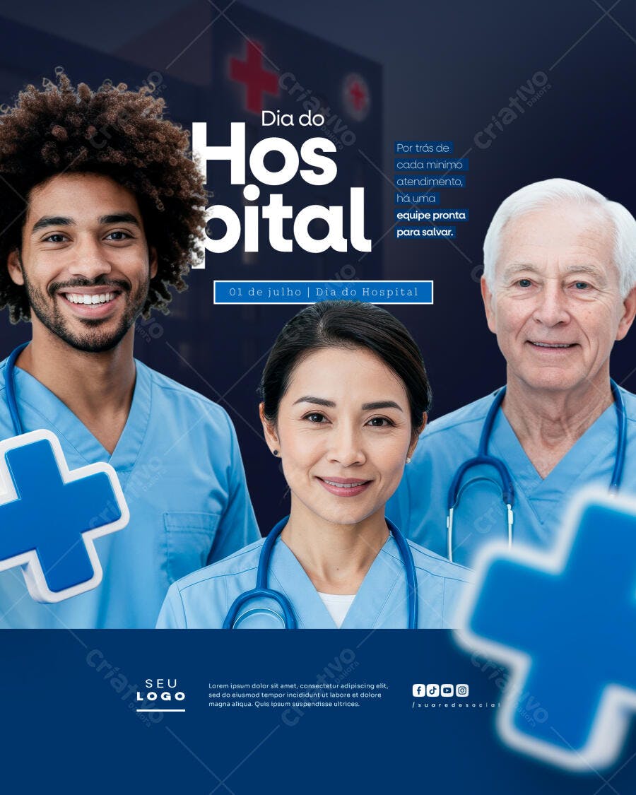 Flyer Dia do Hospital 01 de Julho PSD Editável