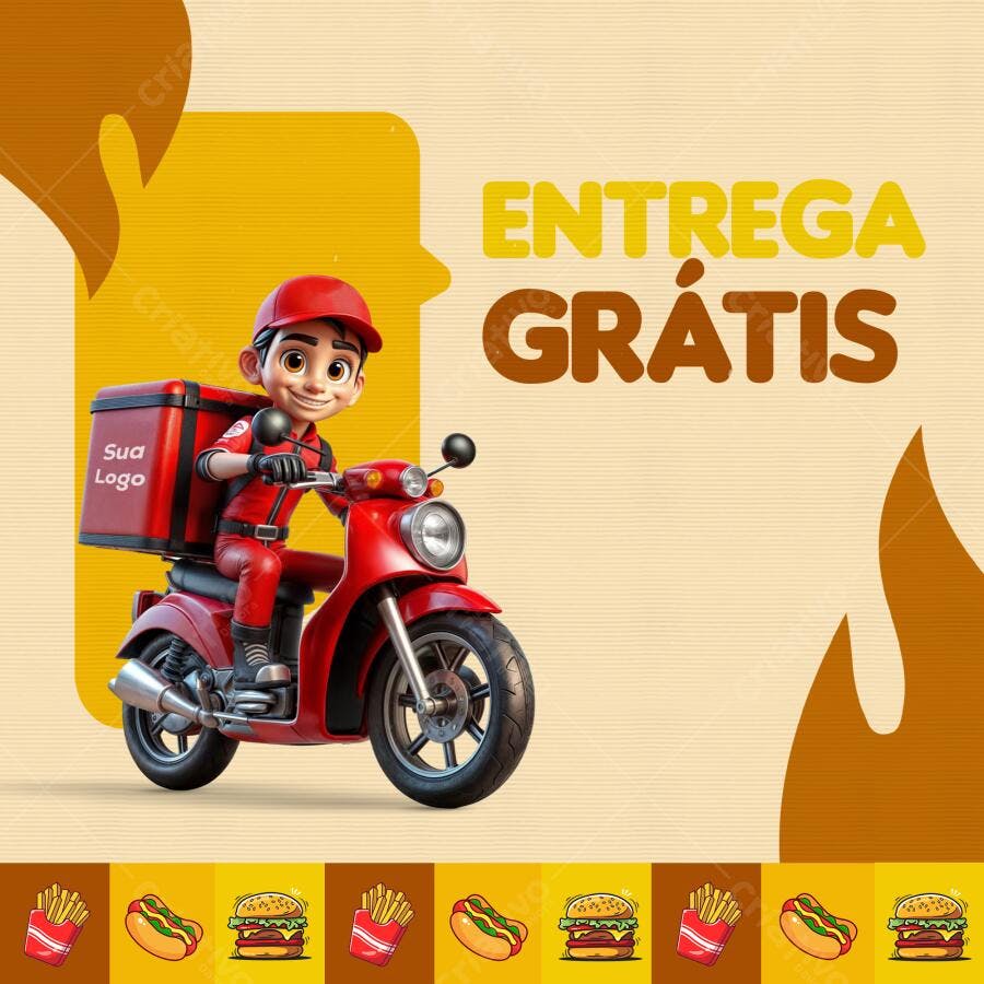 Flyer Entrega Grátis PSD Editável