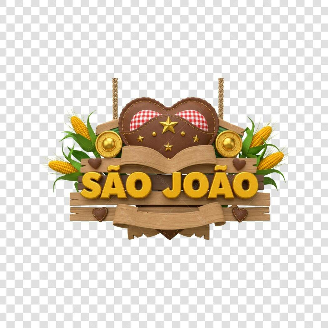 Selo 3D Festa Junina Madeira e Dourado