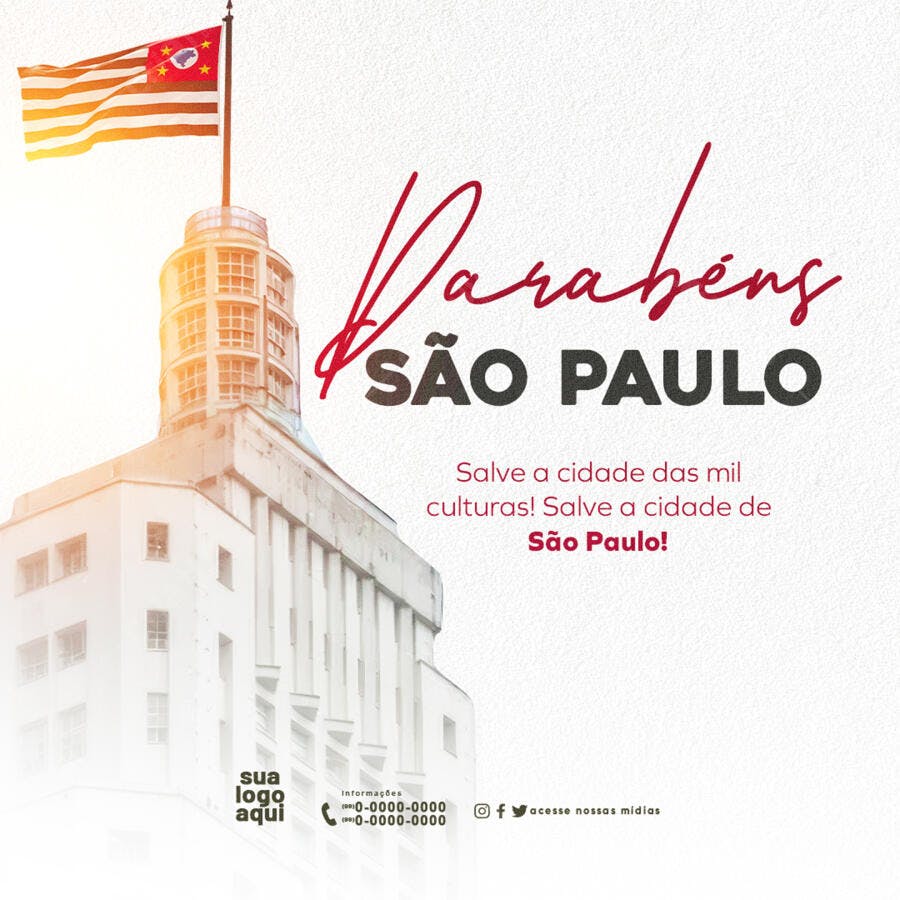 Postagem de Parabéns São Paulo PSD Editável