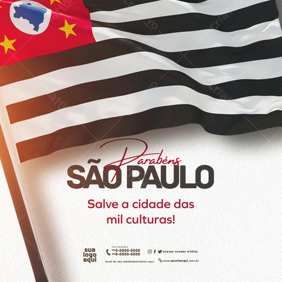 Flyer Aniversário de São Paulo PSD Editável