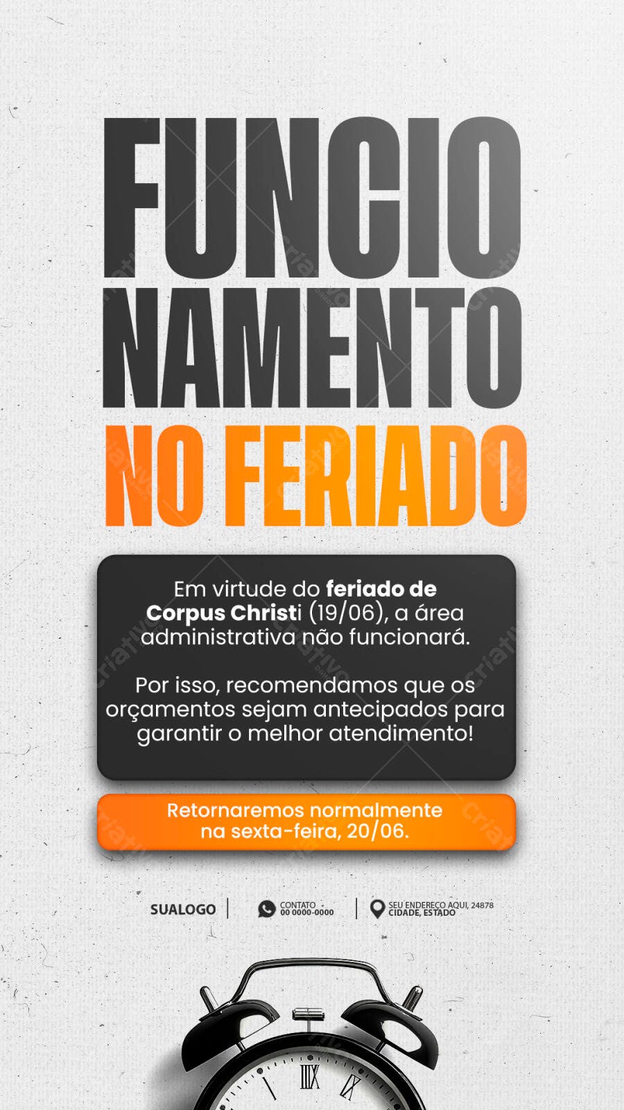 Comunicado Feriado Corpus Christi PSD Editável