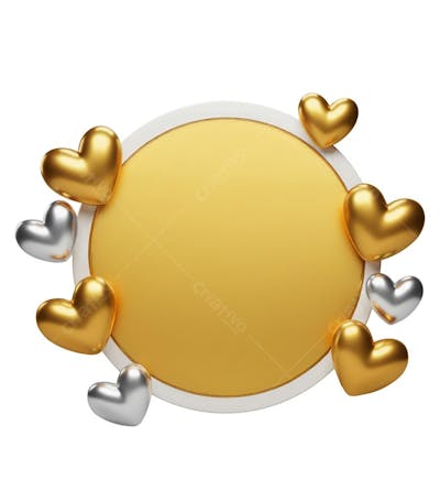 Moldura Romântica com Coração Dourado