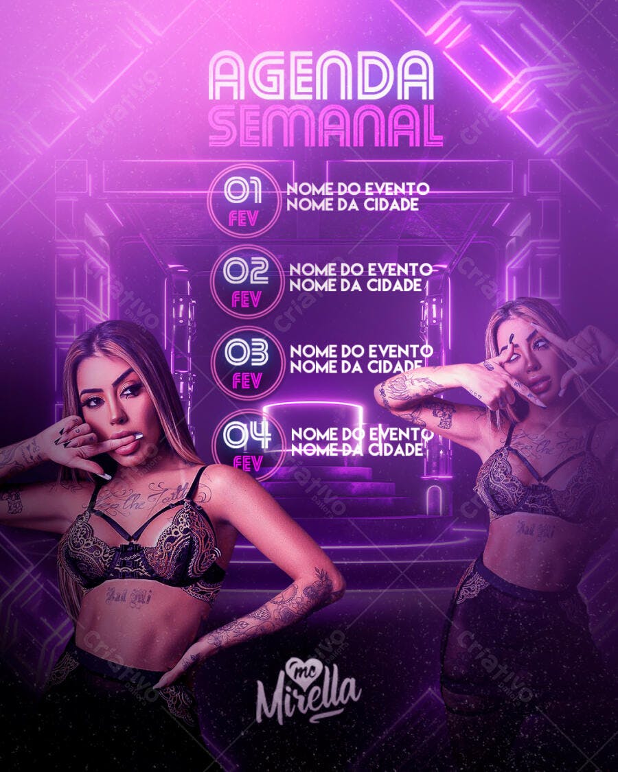 Agenda Semanal MC Mirella PSD Editável