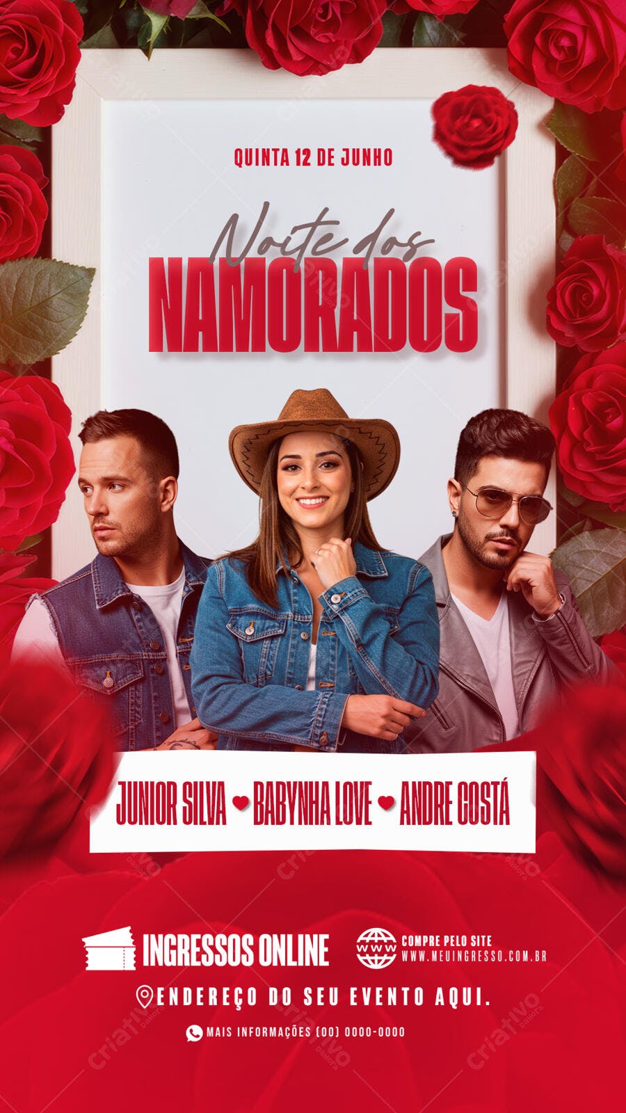Flyer para Noite dos Namorados 12 de Junho PSD Editável
