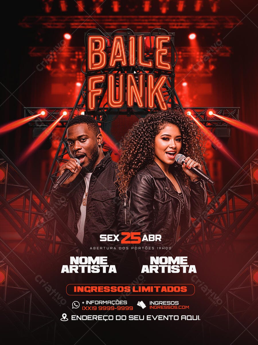 Flyer Baile Funk 25 de Abril PSD Editável