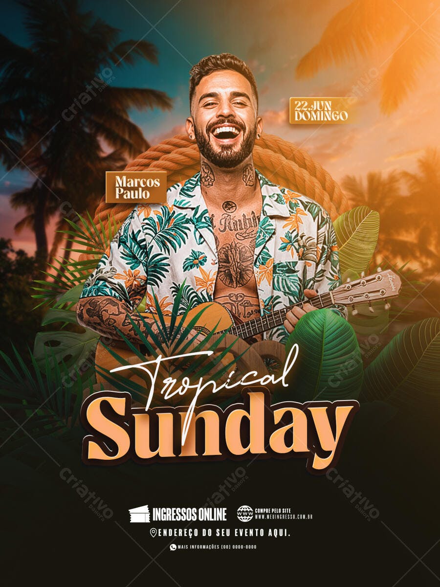 Flyer Tropical Domingo PSD Editável