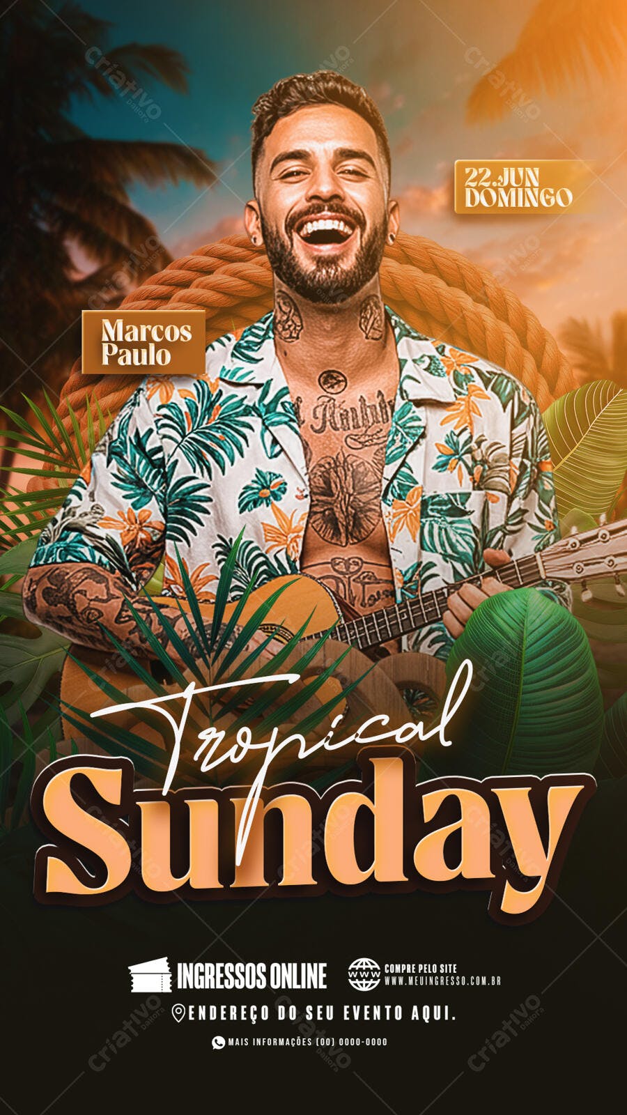 Flyer Tropical Domingo PSD Editável