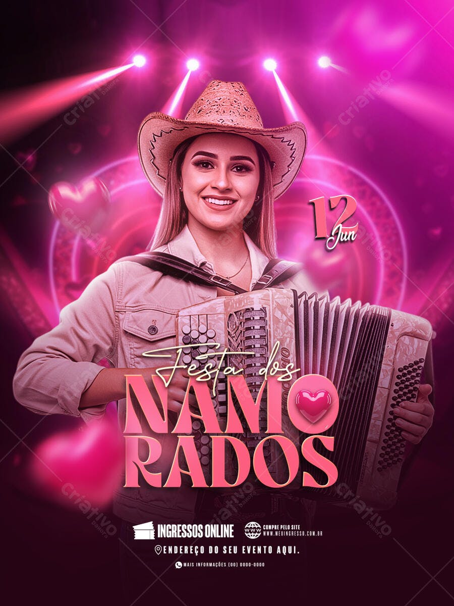 Flyer Festa dos Namorados 12 Jun PSD Editável