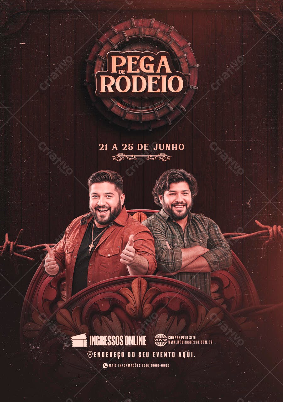 Flyer Pega de Rodeio PSD Editável - 21 a 25 de Junho