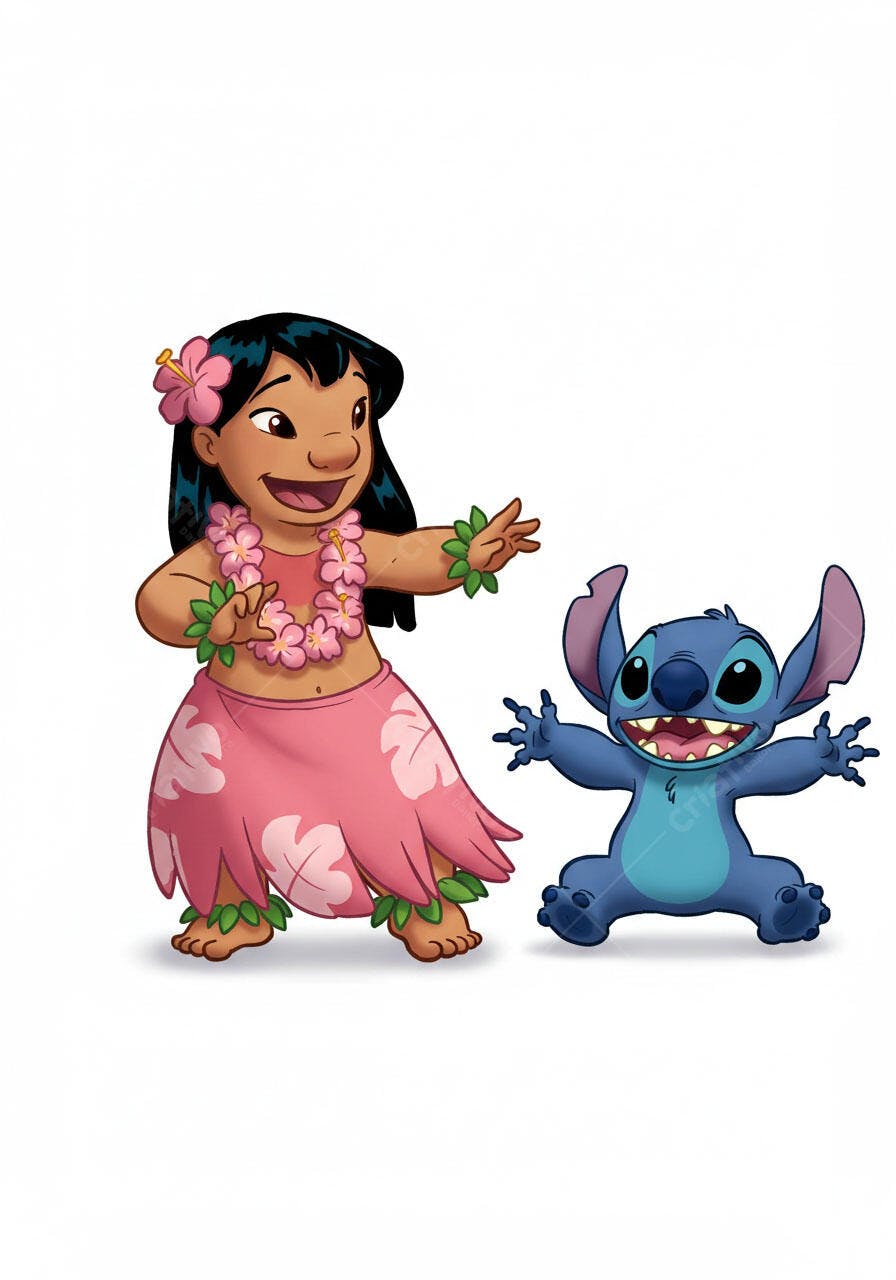 Lilo e Stitch estilo Havaiano desenho animado