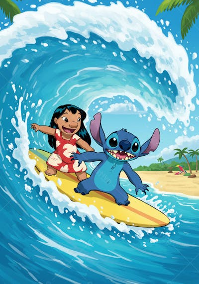 LILO E STITCH SURFANDO ONDA PRAIA 01