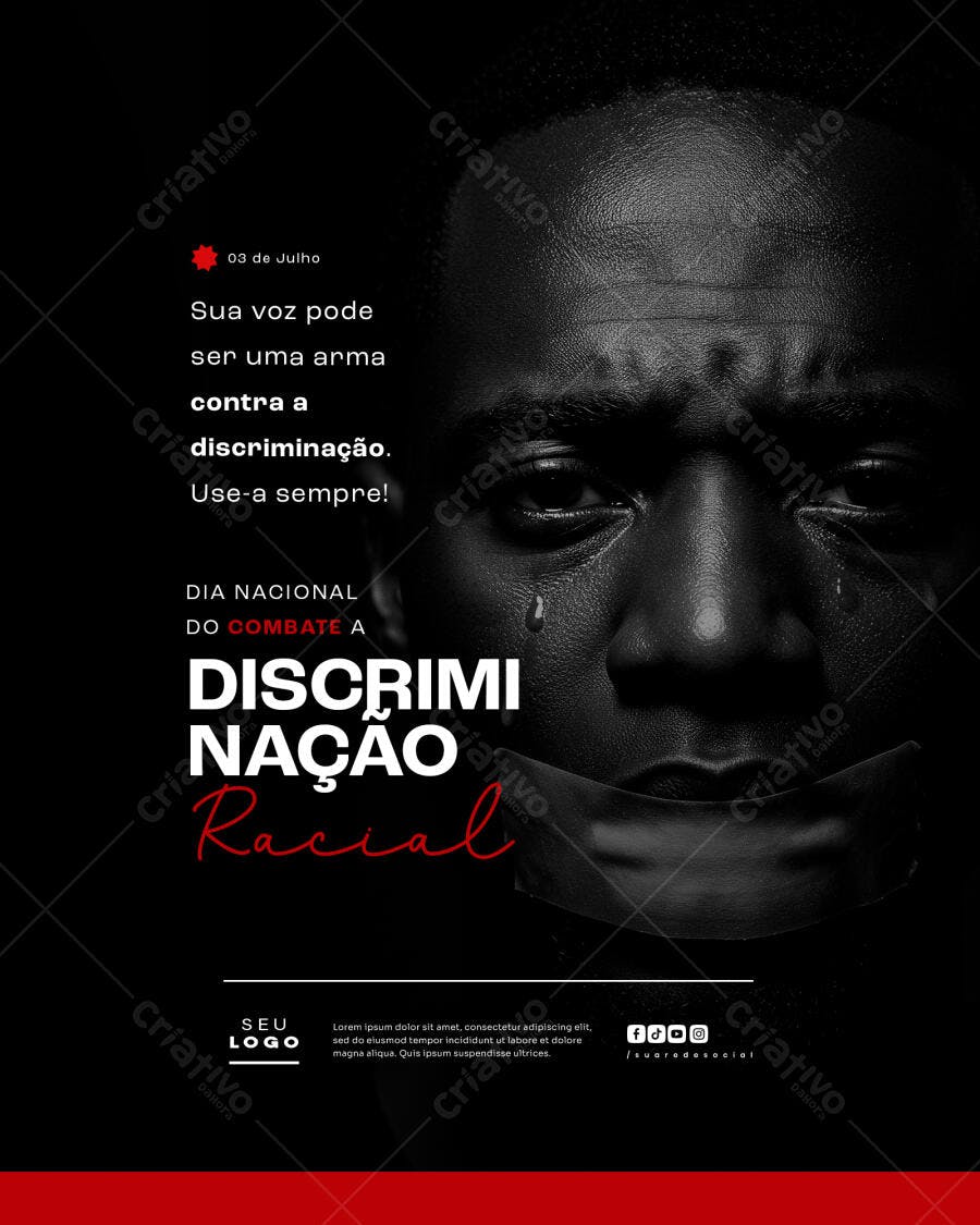 Post para o Dia Nacional de Combate à Discriminação Racial PSD Editável