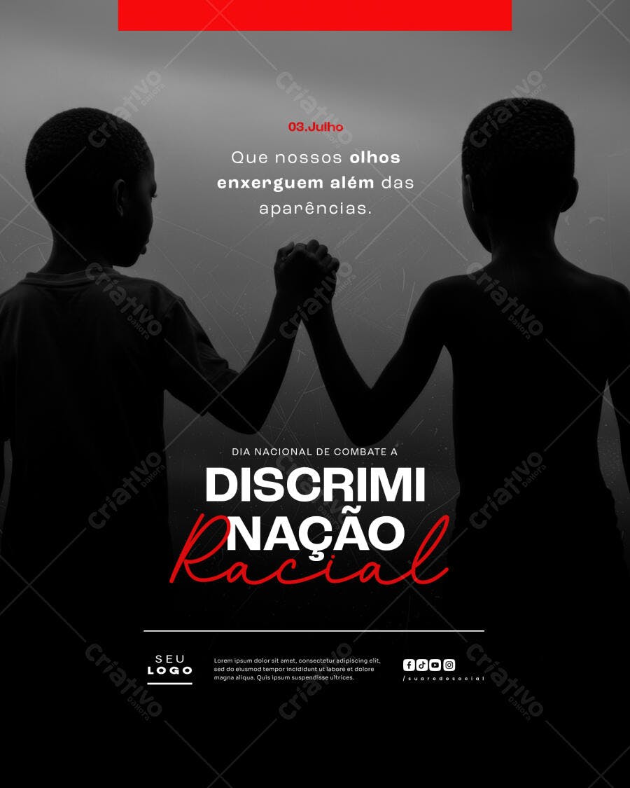Post para o Dia Nacional de Combate à Discriminação Racial PSD Editável