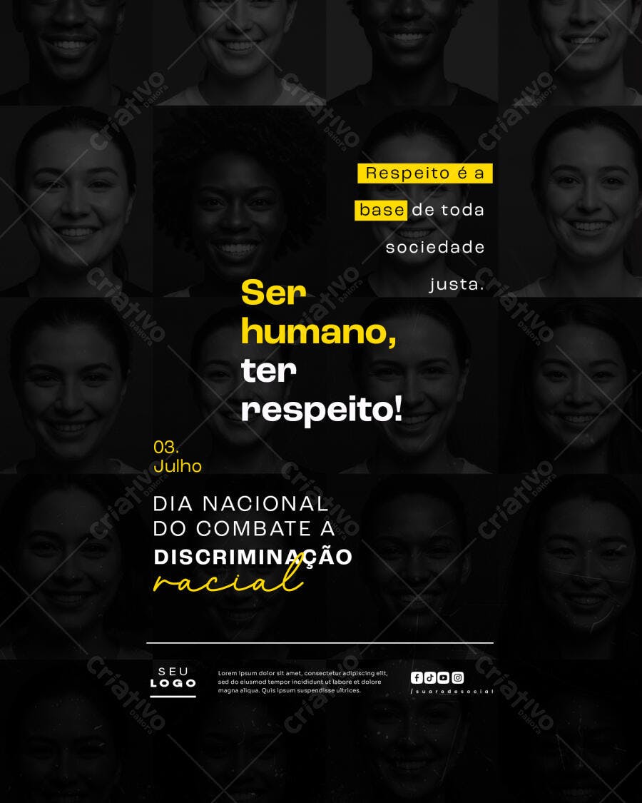 Poster Dia Nacional do Combate à Discriminação Racial PSD Editável